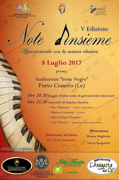 Note D Insieme Sabato Appuntamento Con La Musica Classica A Porto Cesareo New Pam It Informiamo Brindisi E Provincia